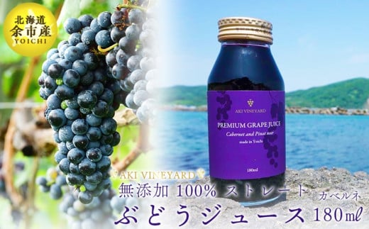 無添加 100％ストレート ぶどうジュース 180ml カベルネ 1本 安芸農園_Y067-0151
