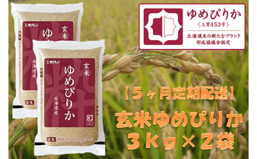 （玄米６ｋｇ）【５ヶ月定期配送】ホクレンゆめぴりか