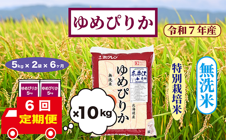 【定期便6回】北海道奈井江町　特別栽培米　ゆめぴりか　10kg【無洗米】