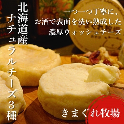 北海道産ナチュラルチーズ3種　きまぐれ牧場　ウォッシュチーズ　お酒に合うおつまみ、晩酌に【配送不可地域：離島】
