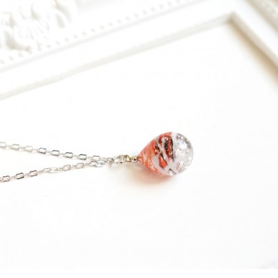 【Soukore】ガラスアクセサリー・タンチョウ粉雪の舞・ネックレス