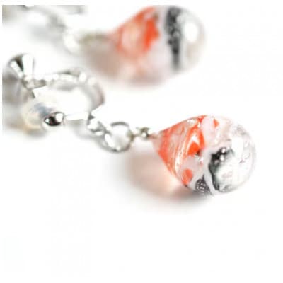 【Soukore】ガラスアクセサリー・タンチョウ粉雪の舞・イヤリング