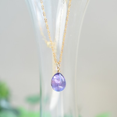 【Soukore】ガラスアクセサリー・ラベンダー＆トワイライト・ネックレス(ゴールド)