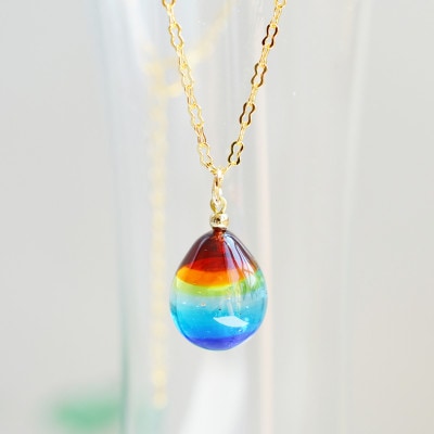 【Soukore】ガラスアクセサリー・レインボー・ネックレス