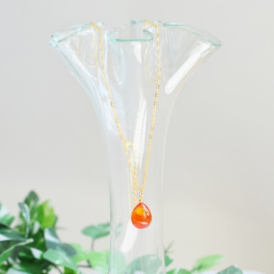 【Soukore】ガラスアクセサリー・夕やけ・ネックレス