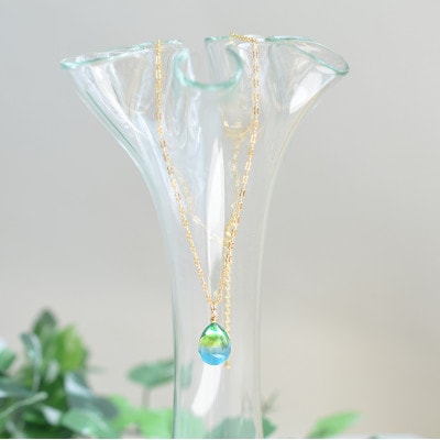 【Soukore】ガラスアクセサリー・菜の花と空・ネックレス