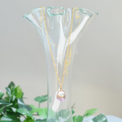 【Soukore】ガラスアクセサリー・イエローピンク・ネックレス