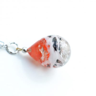 【Soukore】ガラスアクセサリー・タンチョウ粉雪の舞・ネックレス