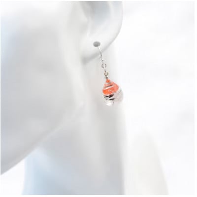 【Soukore】ガラスアクセサリー・タンチョウ粉雪の舞・イヤリング