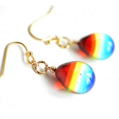 【Soukore】ガラスアクセサリー・レインボー・ピアス