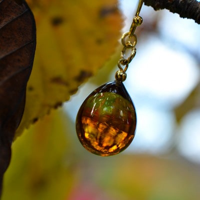 【Soukore】ガラスアクセサリー・アンバー・ピアス