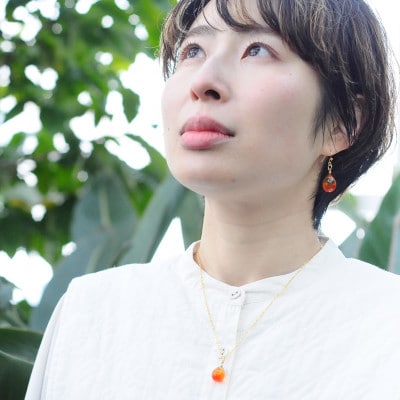 【Soukore】ガラスアクセサリー・夕やけ・ネックレス