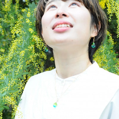 【Soukore】ガラスアクセサリー・菜の花と空・ネックレス