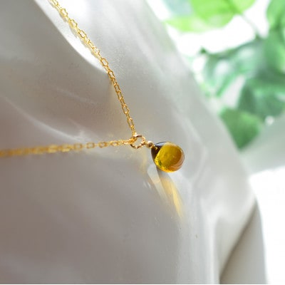 【Soukore】ガラスアクセサリー・アンバー・ネックレス