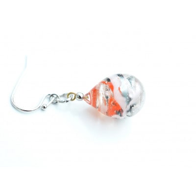 【Soukore】ガラスアクセサリー・タンチョウ粉雪の舞・ピアス