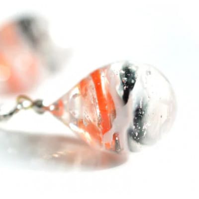 【Soukore】ガラスアクセサリー・タンチョウ粉雪の舞・イヤリング