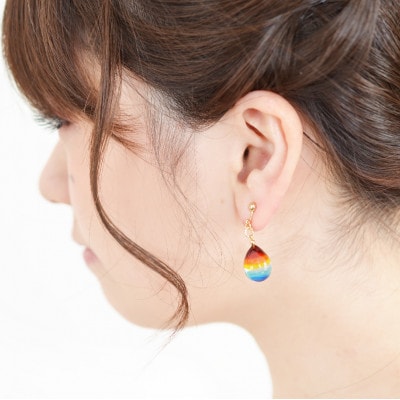 【Soukore】ガラスアクセサリー・レインボー・ピアス