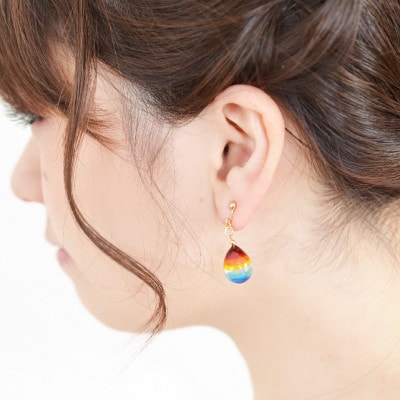 【Soukore】ガラスアクセサリー・レインボー・イヤリング
