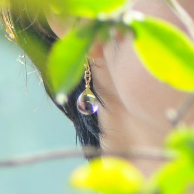 【Soukore】ガラスアクセサリー・イエローピンク・ピアス