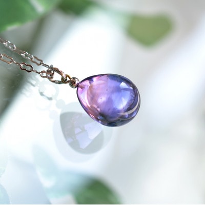 【Soukore】ガラスアクセサリー・ラベンダー＆トワイライト・ネックレス(シルバー)