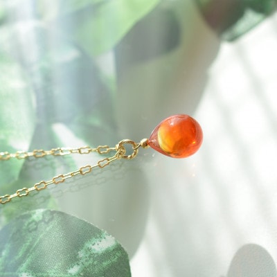 【Soukore】ガラスアクセサリー・夕やけ・ネックレス