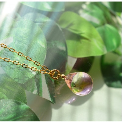 【Soukore】ガラスアクセサリー・イエローピンク・ネックレス