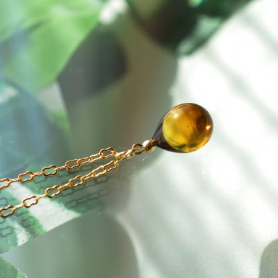 【Soukore】ガラスアクセサリー・アンバー・ネックレス