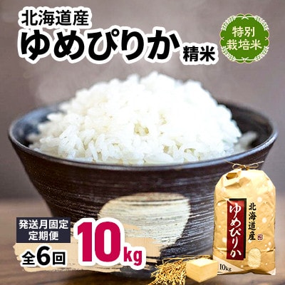 【発送月固定定期便】10月より順次発送 特別栽培米 北海道産ゆめぴりか 10kg精米全6回