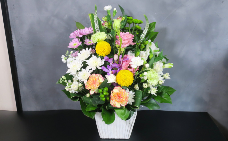 【お供え用アレンジフラワー6ヶ月定期便】「やすらぎの光」（大）ギフト対応可 供花 法事 命日