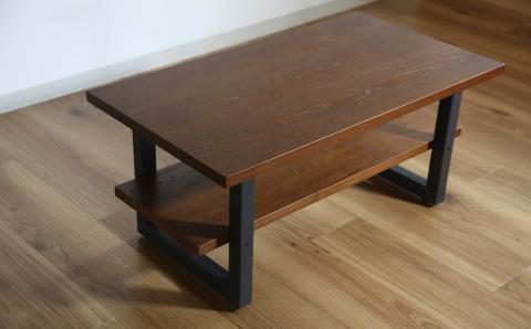 センターテーブル角脚90×50cm【塗装色選択可】北海道産エルム材無垢ハギ天板