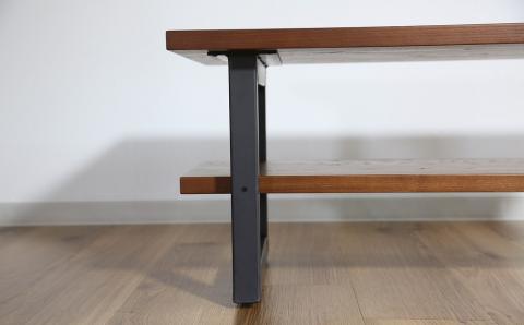 センターテーブル角脚90×50cm【塗装色選択可】北海道産エルム材無垢ハギ天板