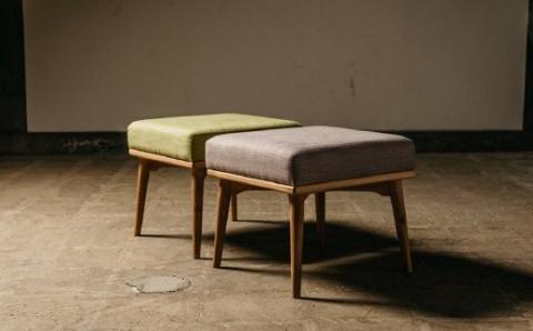 スツール セミオーダー品【張地・木脚塗装色選択可】生地カバーリング仕様