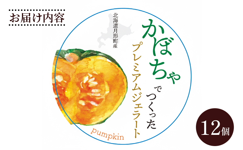 ジェラートセット 月形町産 かぼちゃでつくったジェラート 12個 かぼちゃ アイス  冷凍 小分け 手軽 時短 送料無料  北海道 月形町