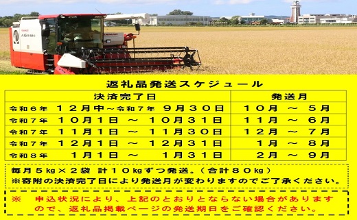 【先行受付】令和7年産 ななつぼし定期便80kg(毎月発送)