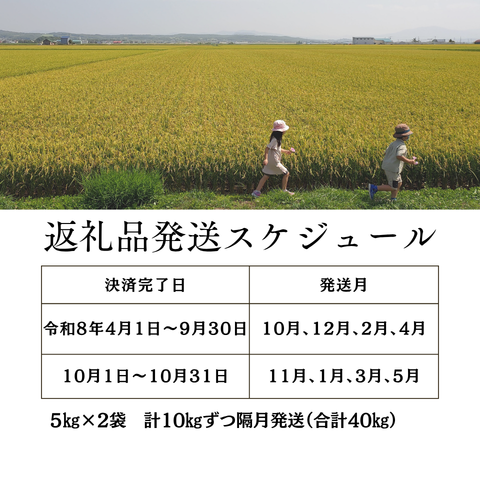 【新米予約受付中】令和8年産 ななつぼし定期便40kg(隔月10kg×4か月)