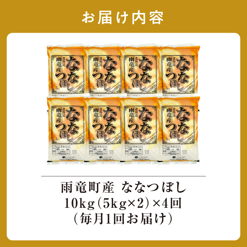 定期便 北海道産 ななつぼし 精米 定期便 10kg 4回 特A 雨竜町 お米 米 厳選 人気 令和7年産 新米