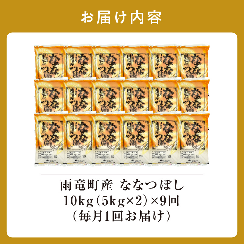 定期便 北海道産 ななつぼし 精米 定期便 10kg 9回 特A 雨竜町 お米 米 厳選 人気 令和7年産 新米
