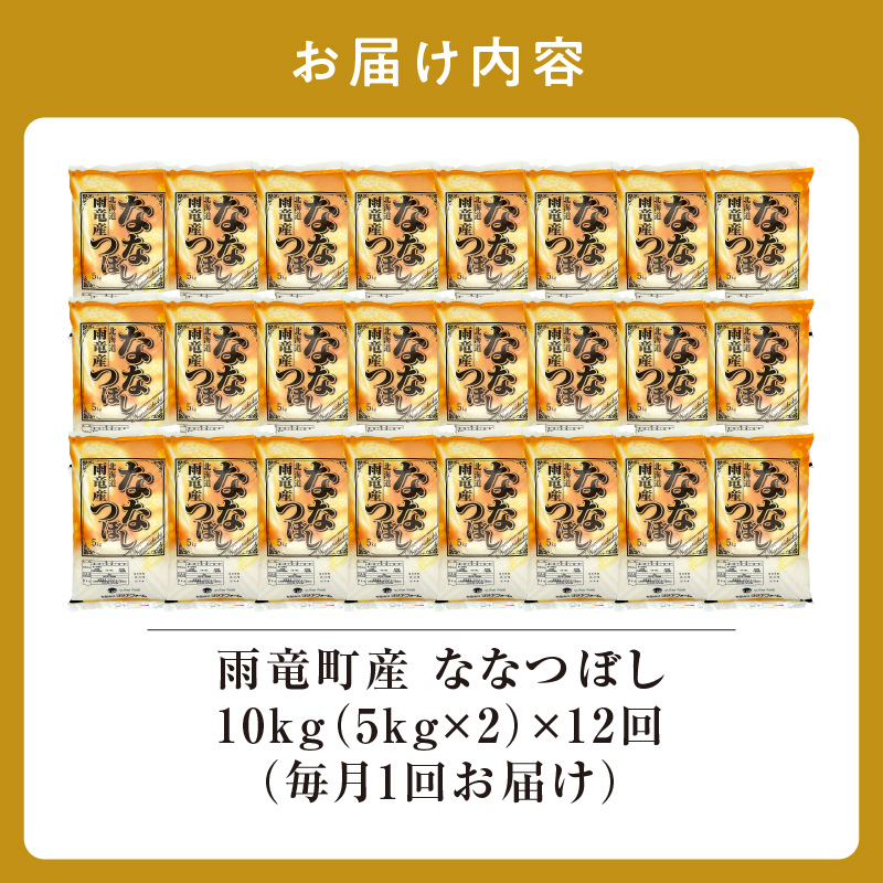 定期便 北海道産 ななつぼし 精米 定期便 10kg 12回 特A 雨竜町 お米 米 厳選 人気 令和7年産 新米