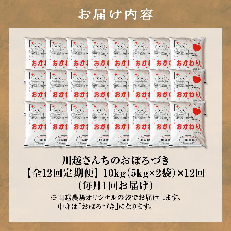 【定期便全12回】令和7年産 川越さんちの おぼろづき 10kg（5kg×2袋）毎月1回お届け 雨竜産 精米 定期便 10kg お米 お取り寄せ 北海道 雨竜町