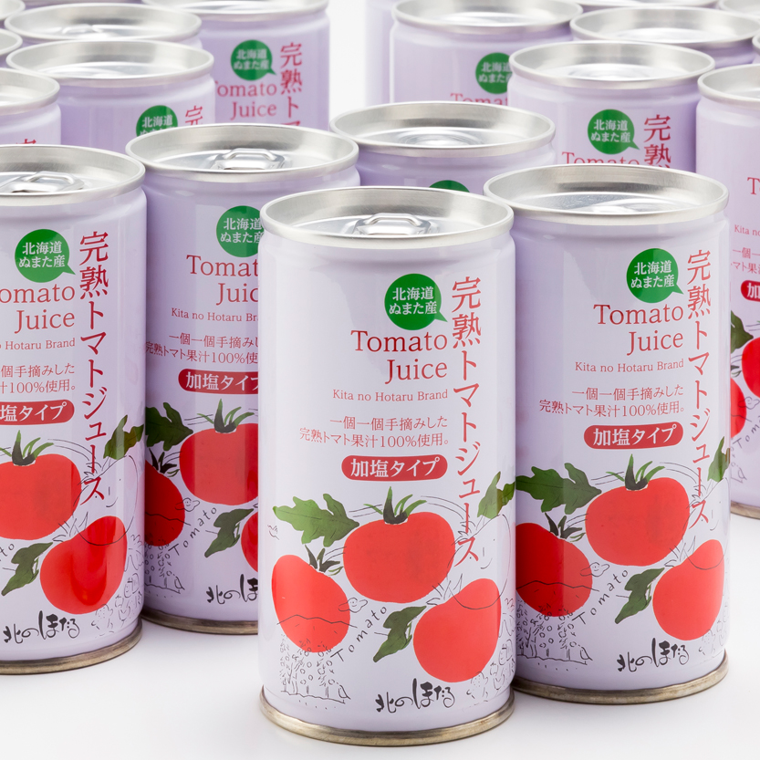 契約農家が露地栽培した完熟トマトジュース〔加塩〕190g×90