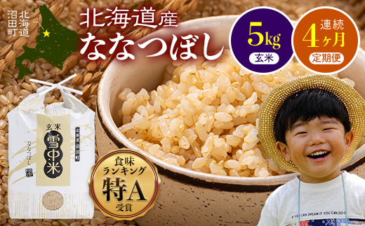 【定期便4ヶ月】ななつぼし 玄米 5kg(5kg×1袋) 5月発送開始 特