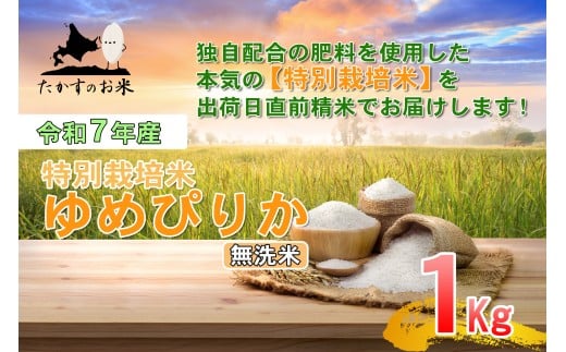 【令和7年産】 ゆめぴりか （無洗米）  北海道 米 を代表する人気の品種  1kg