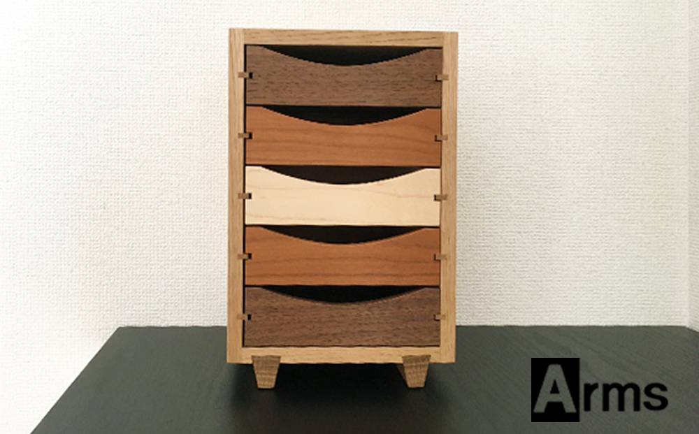 木製ミニチェスト ■ 工房 アームズ ■　色樹　5段（ナラ）