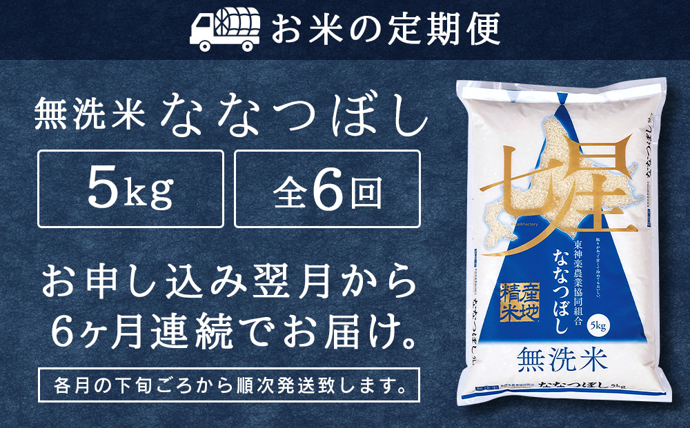 令和7年産 【お米の定期便】ななつぼし 5kg 《無洗米》全6回