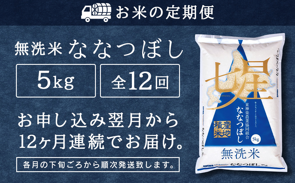令和7年産 【お米の定期便】ななつぼし 5kg 《無洗米》全12回