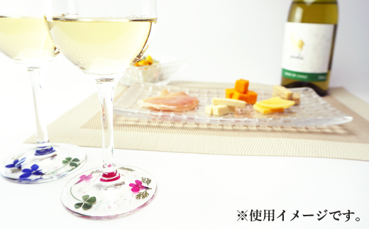 花の町 東神楽町から＜押し花ワイングラスセット赤青A＞（夢花）