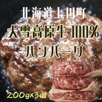 大雪高原牛100%ハンバーグ冷凍 男前な超粗挽き200g【3個】発酵の力で旨み凝縮ガクヤバーガー監修【配送不可地域：離島】