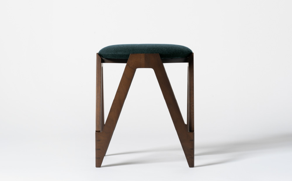 CO･DA･MA Low Stool＜ウォールナット＞（NC-044 グリーン） グリーン W345mm×D345mm×H420mm