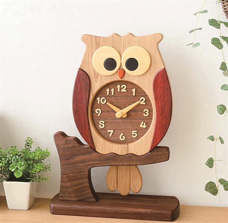 【工房ペッカー】F60-A ふくろう時計（置き型）