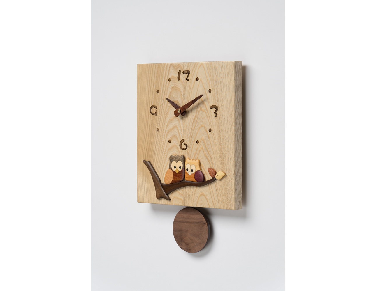 【工房ペッカー】B1-2 寄木振り子時計（ふくろうNo.1）
